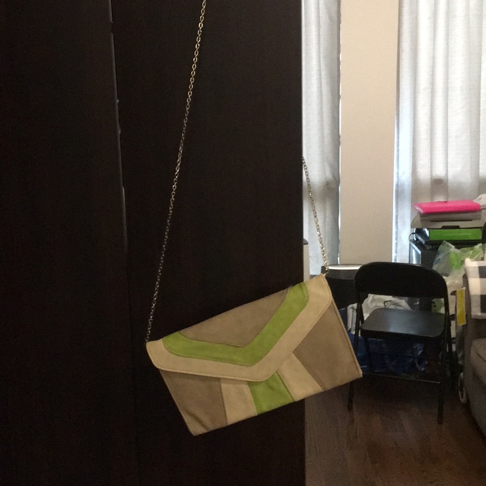 Trendy color block clutch